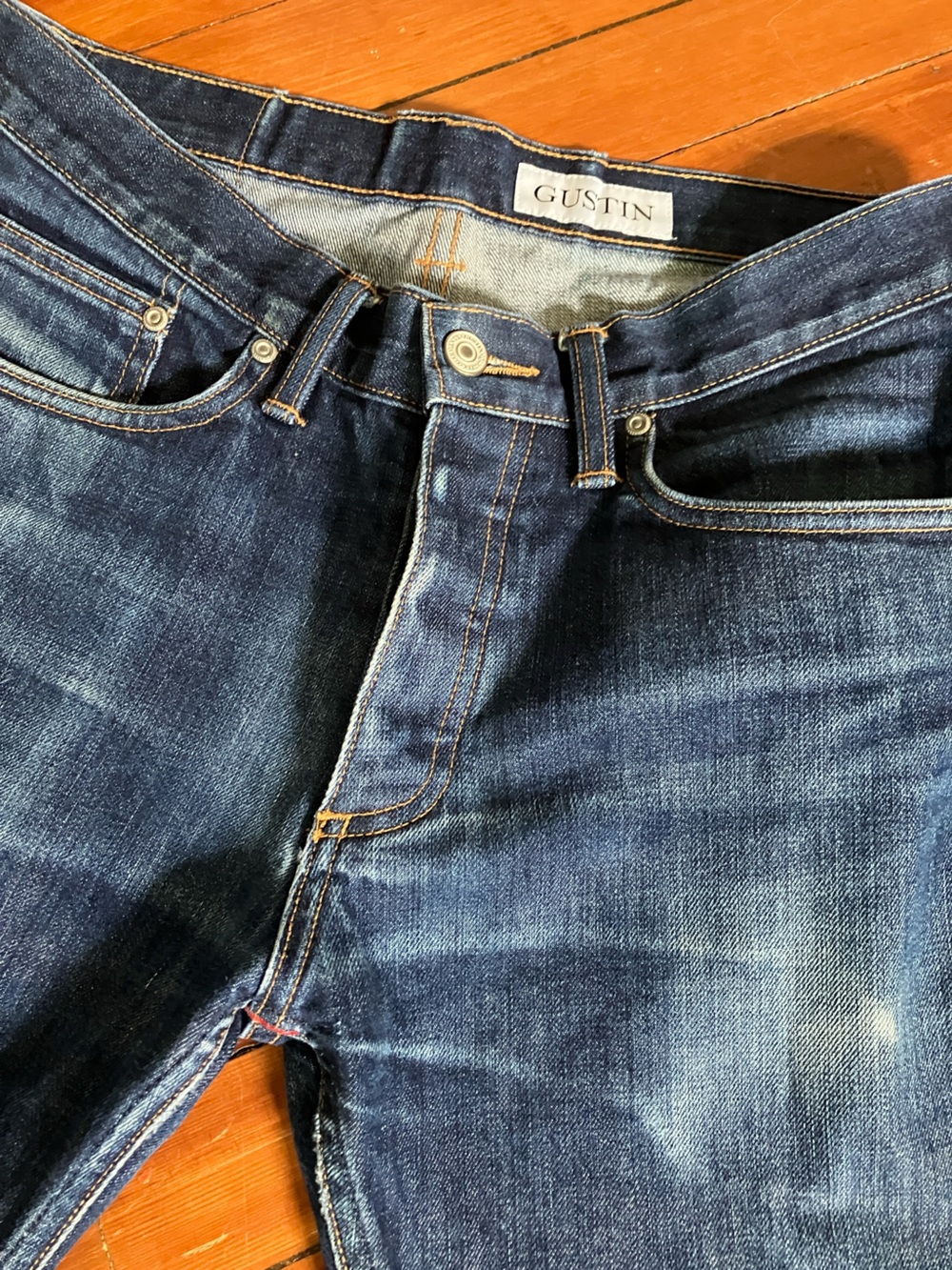Gustin Men's Raw Denim Selvedge Slim Fit Jeans 32 - Picture 3 of 9